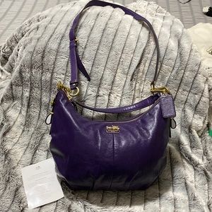Coach Madison plum leather convertible handbag NWOT 15959